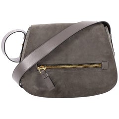 Tom Ford Jennifer Soft Saddle Bag Suede with Leather Medium