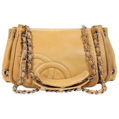Chanel Beige Leather Accordion Flap Bag