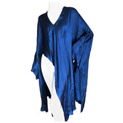 Comme des Garcons Ultimo 1989 Peacock Blue Asymmetrical Poncho Bell Sleeve Dress