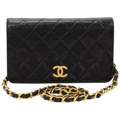 Antique Chanel Black Quilted Leather Shoulder Flap Mini Bag