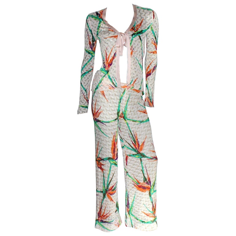 Unique Missoni Gold Metallic Crochet Knit Palm Jungle Leaf Ensemble as Jumpsuit For Sale at 1stdibs