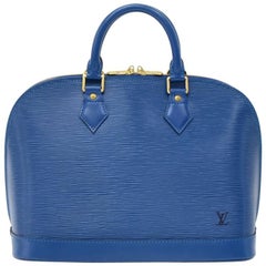 Antique Louis Vuitton Alma Blue Epi Leather Hand Bag