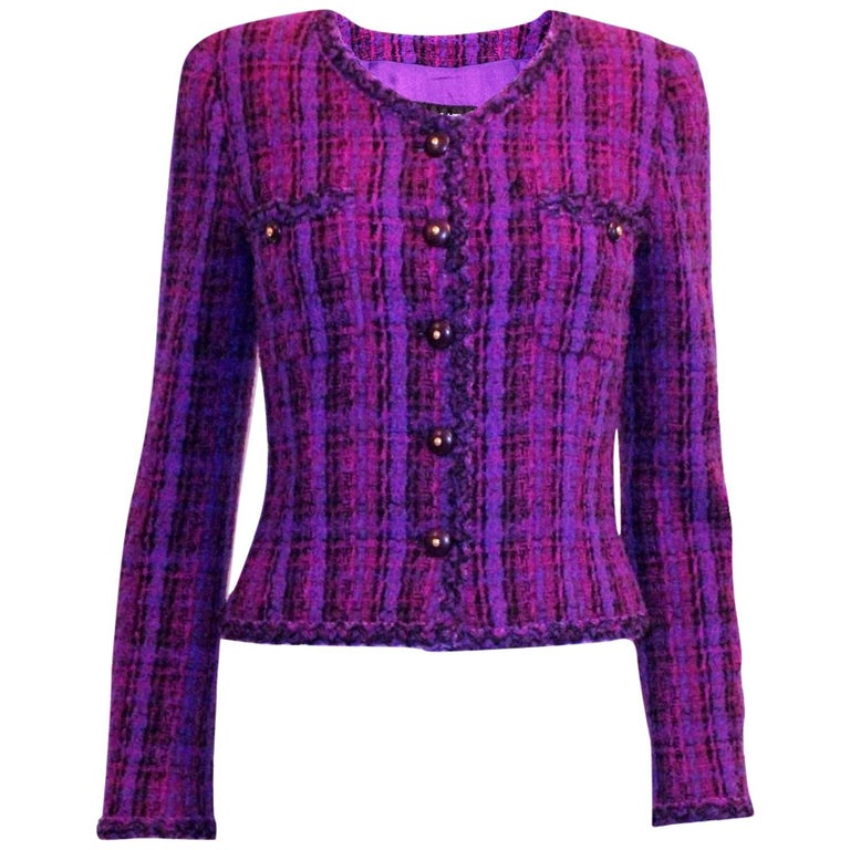 Fantastic Chanel Purple Lesage Fantasy Fringe Tweed Jacket For Sale at ...