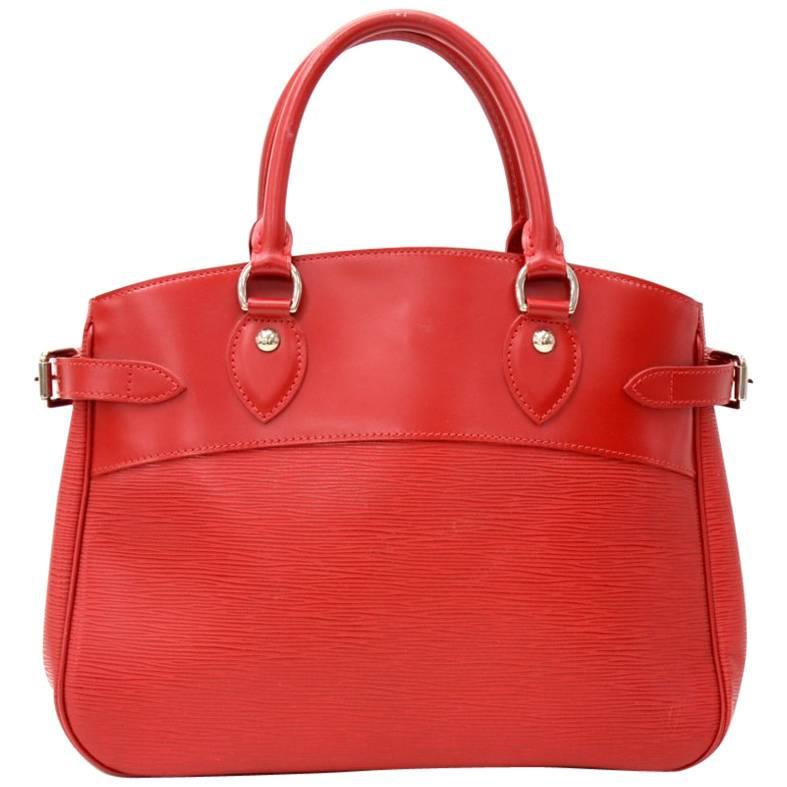 Louis Vuitton Passy Red Epi Leather Silver Tone Hardware Hand Bag