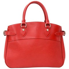 Louis Vuitton Passy Red Epi Leather Silver Tone Hardware Hand Bag