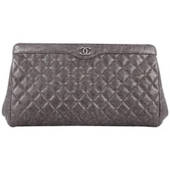 Chanel CC Frame Clutch Quilted Caviar Large