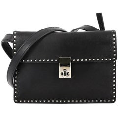 Valentino Turnlock Flap Shoulder Bag Leather with Micro Rockstuds Mini