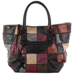 Balenciaga Sunday Tote Classic Studs Patchwork Leather Small