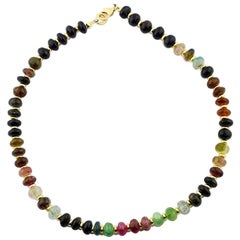 Gemjunky REAL Unique Beautiful Tourmaline Rondels Cocktail Necklace