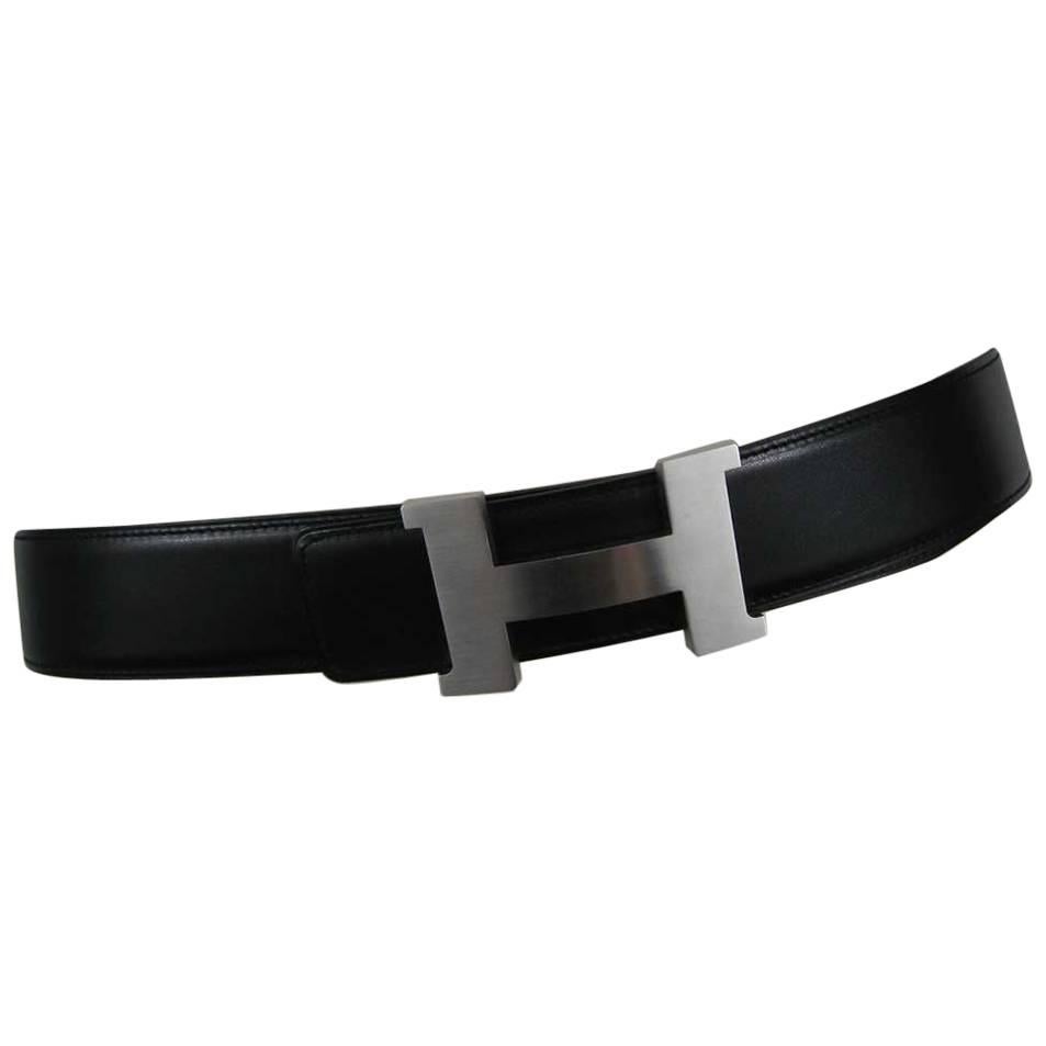 Hermes H Belt Buckle & Wide Reversible Leather Strap