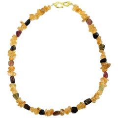 AJD Handmade Glowing Citrine and Tourmaline Elegant All-Day Necklace