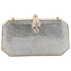 Judith Leiber Snakehead Minaudiere Box Clutch Crystal Small
