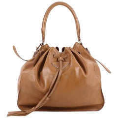 Used Prada Drawstring Bucket Bag Leather Large