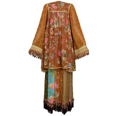 Retro Dolce & Gabbana 70s Patchwork Tapestry Hippie Ensemble, Circa 1993