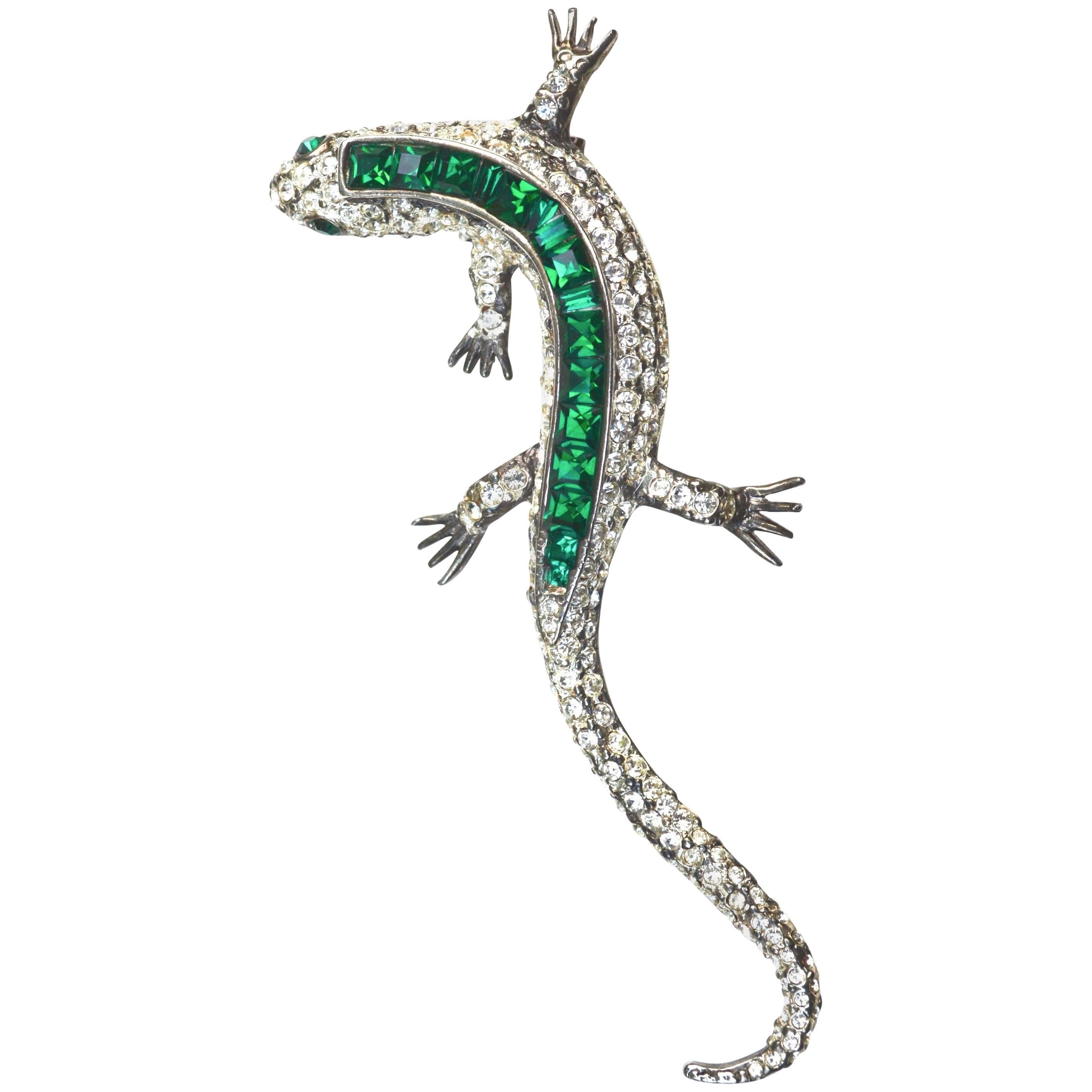 Kenneth Jay Lane Lizard Brooch / Salamander  For Sale