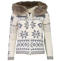 Bogner Cream & Grey Wool Ski Sweater Sz XS