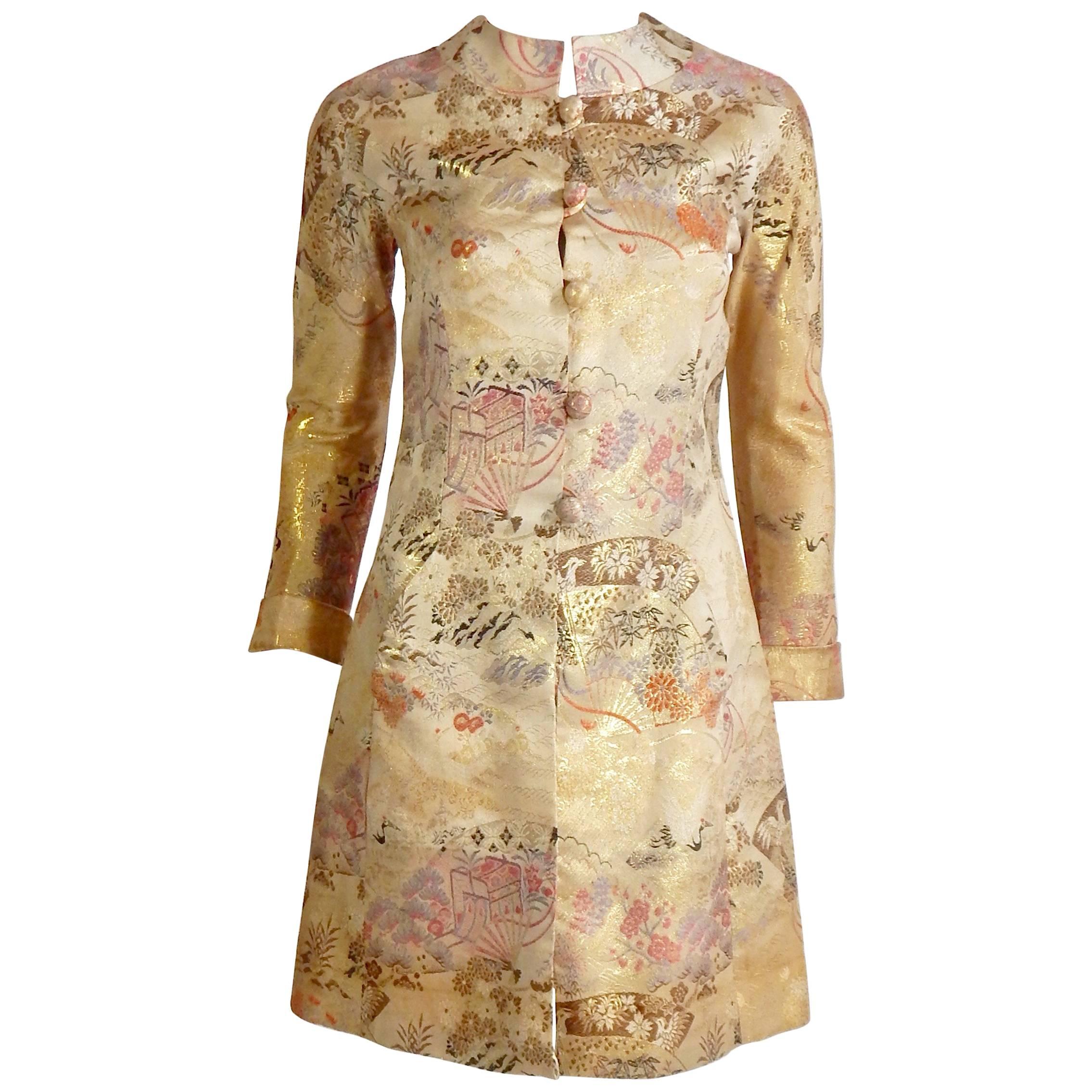 Henri Bendel Asian Silk Coat, 1960s  For Sale