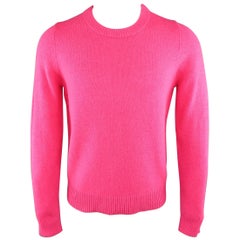 Men's ACNE STUDIOS Size M Neon Pink Wool Knit Crewneck Sweater