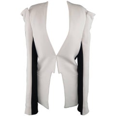 Gareth Pugh White and Black Open Front Structured Cold Shoulder Jacket