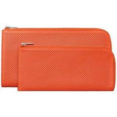 Hermès Remix Voyage Wallet perforé Calf leather Orange Poppy / Brand New 