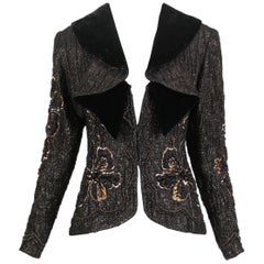 Galanos Black Velvet, Silk & Gold Beaded & Sequined Jacket