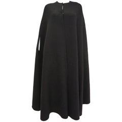 Rare 1940s Madame Gres Floor Length Black Wool Cloak
