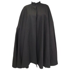 1970s Yves Saint Laurent Mandarin Collar Black Wool Cape