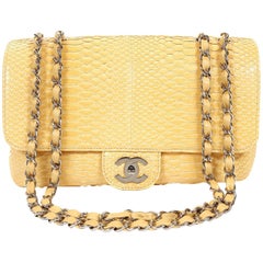 Chanel Moutard Python Classic Flap with Silver Hardware