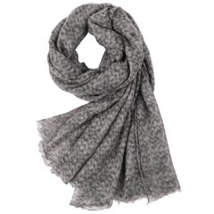 Brunello Cucinelli 100% Cashmere Gray Raw Rolled Edge Large Oblong Wrap Scarf