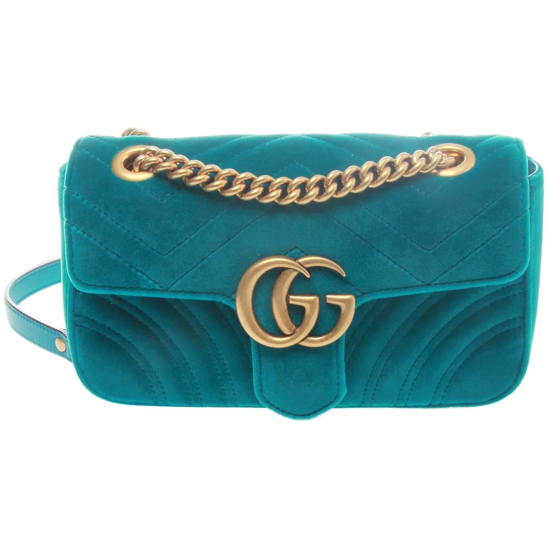 Gucci GG Petrol Blue Marmont Velvet Shoulder Bag at 1stDibs | gucci ...