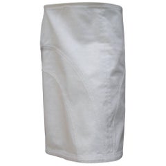 Chanel Italian Crisp White Cotton Skirt Size 42 