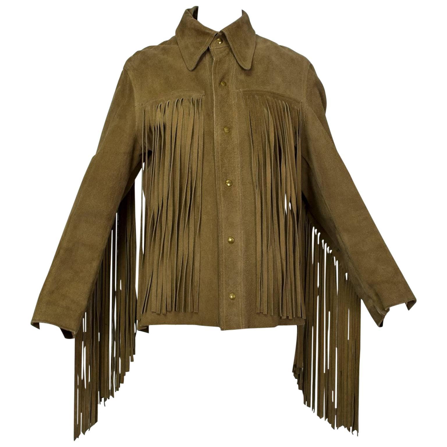 Fringed Suede "Wolf Totem" Biker Jacket, 1970s