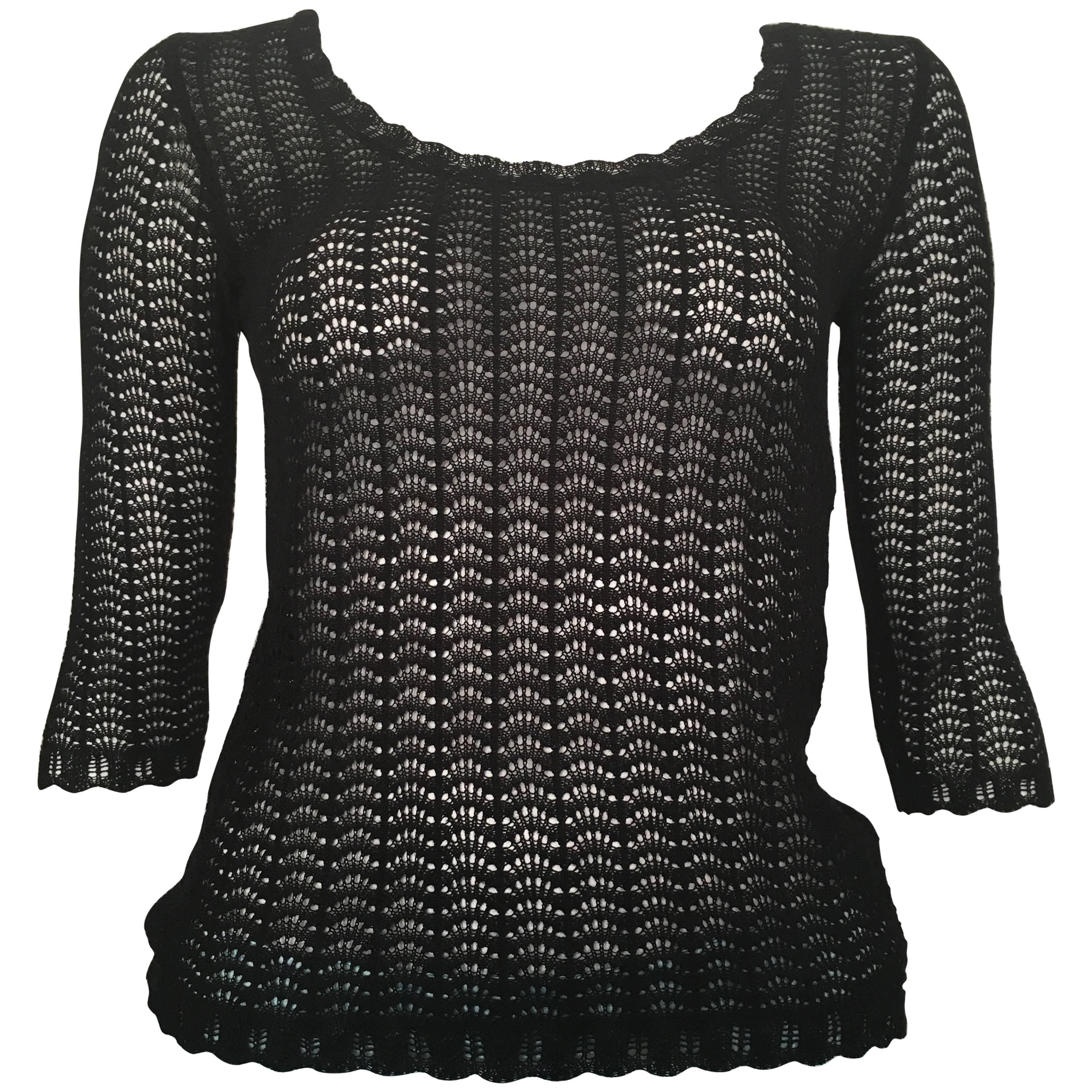 Dolce & Gabbana Sexy Black Sheer Knit Top Size 2 / 4  For Sale