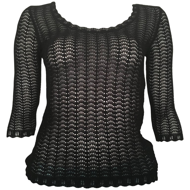 Dolce and Gabbana Sexy Black Sheer Knit Top Size 2 / 4 For Sale at 1stDibs