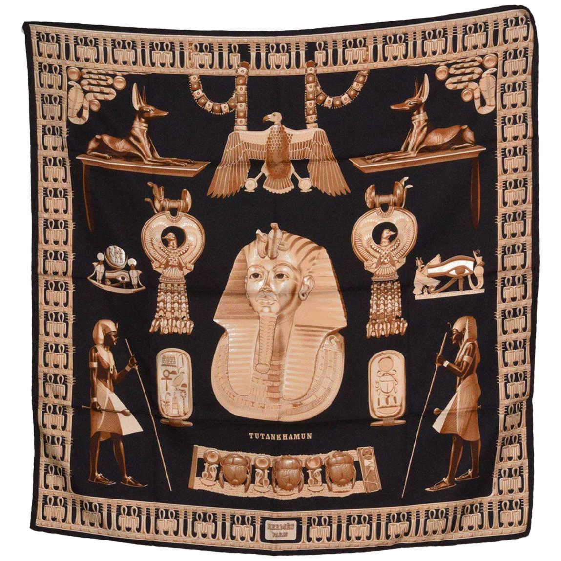 Hermes Egyptian Motif Silk Scarf