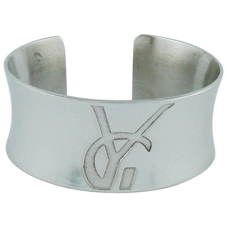 Yves Saint Laurent YSL Manchette vintage en argent sterling En