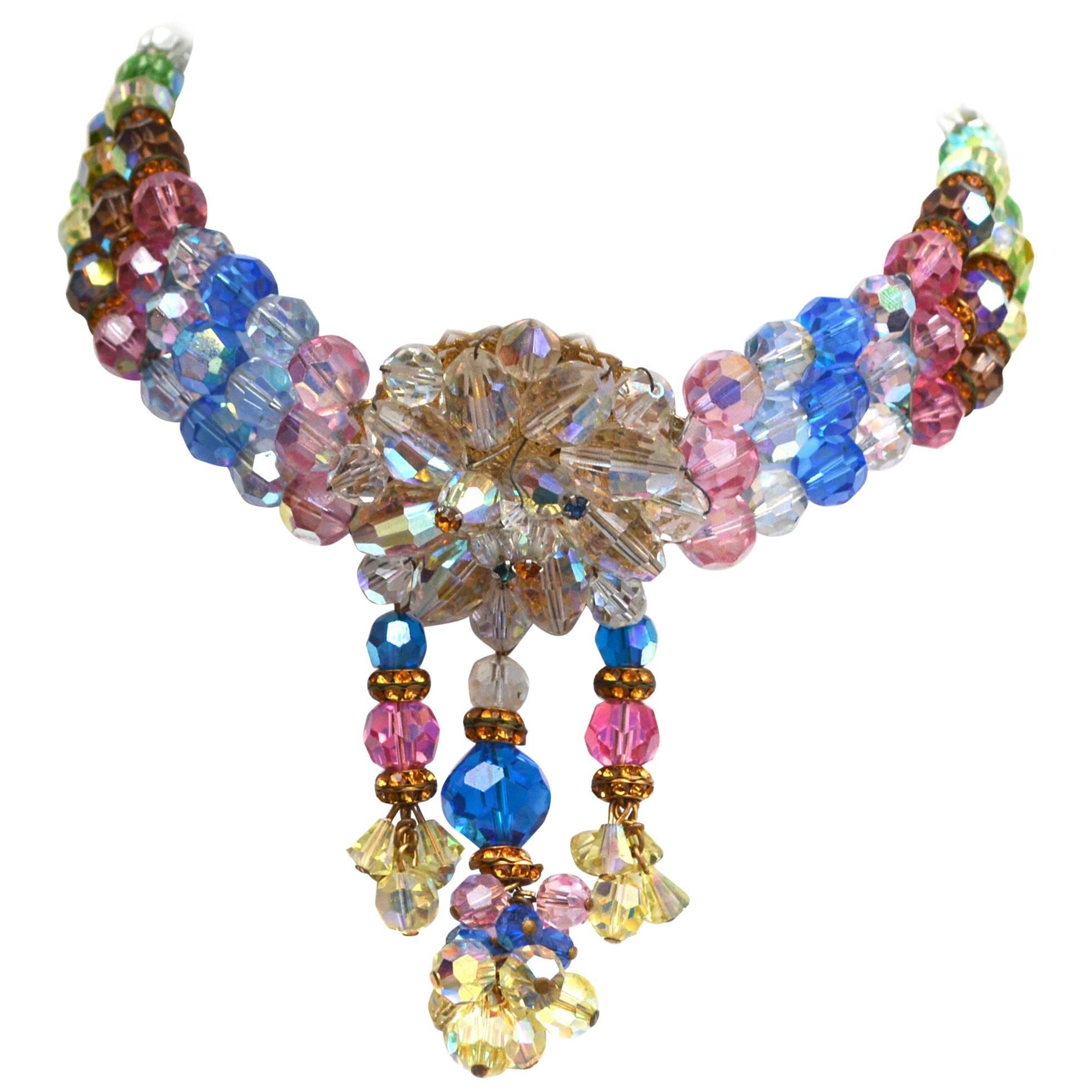 Rainbow Crystal Choker, 1950s  For Sale