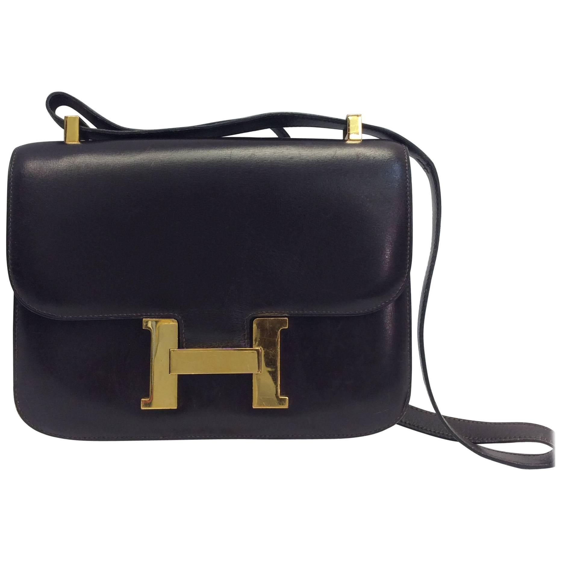 Hermes Vintage Brown Box Constance Crossbody Bag  For Sale