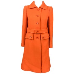 Vintage 1970 Courreges Orange Wool Coat