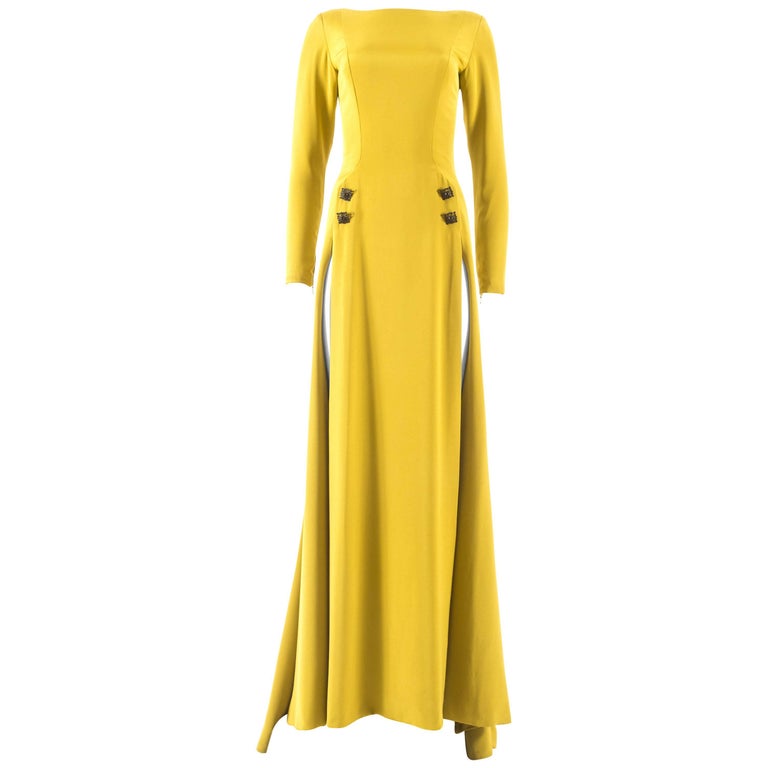 knee length dresses for ladies Square Neck A Line Light Yellow Tiered Long Prom Dress main image 0
