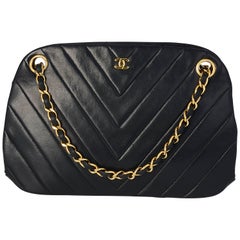 Chanel Navy V Stitch Bag 