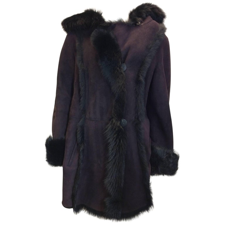 Via Veneto Purple Hooded Shearling Coat For Sale at 1stDibs | via ...