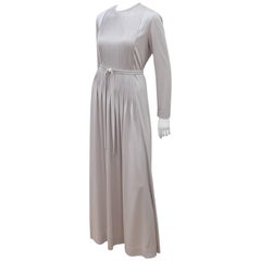 Retro 1970's Saks Fifth Avenue Platinum Gray Jersey Evening Dress