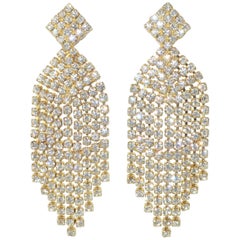 1960's Les Bernard Waterfall Rhinestone Earrings