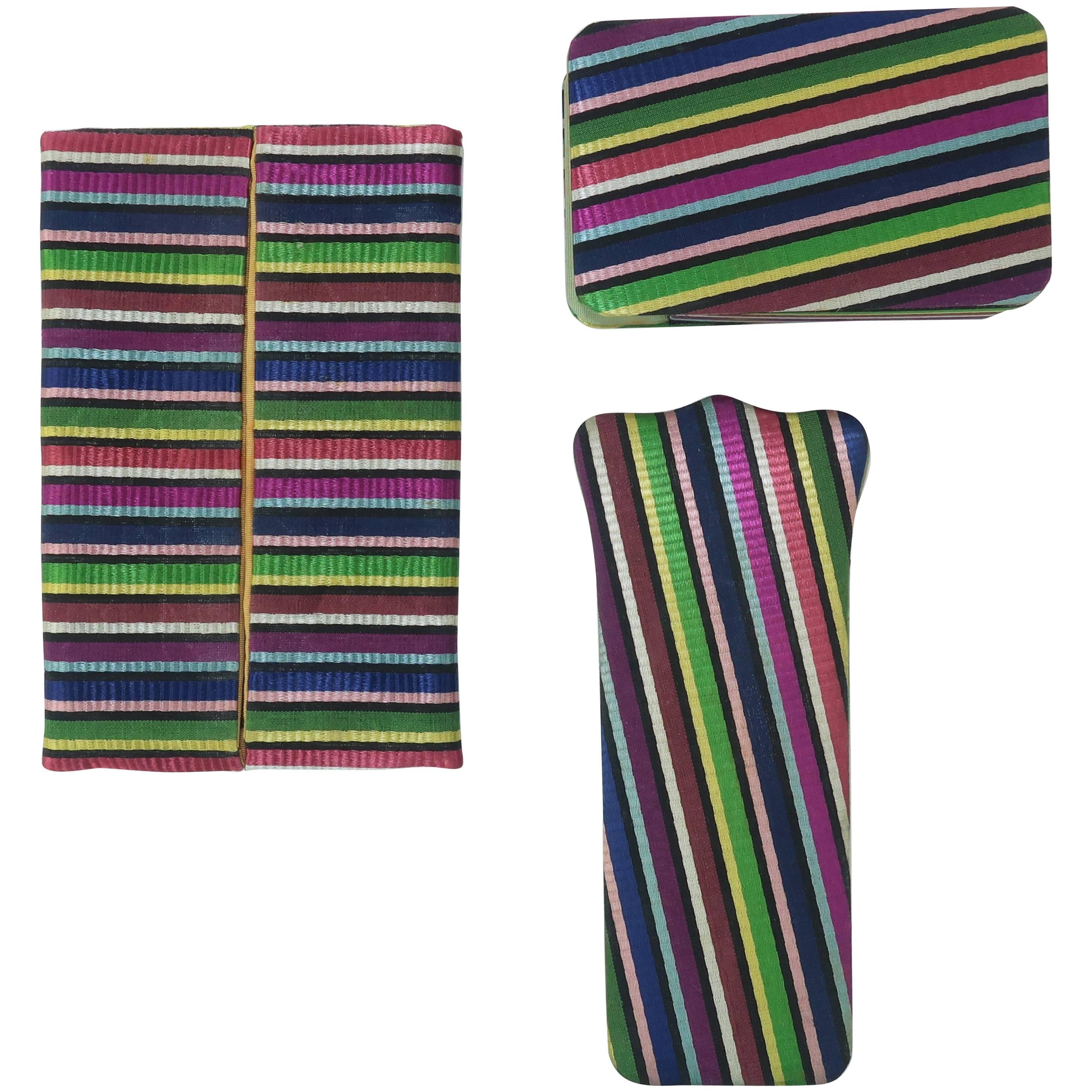 1950's Three Striped Cases for Handbag Accessories