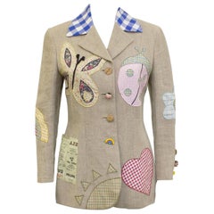 1990s Moschino Cheap and Chic Linen Patch Blazer 