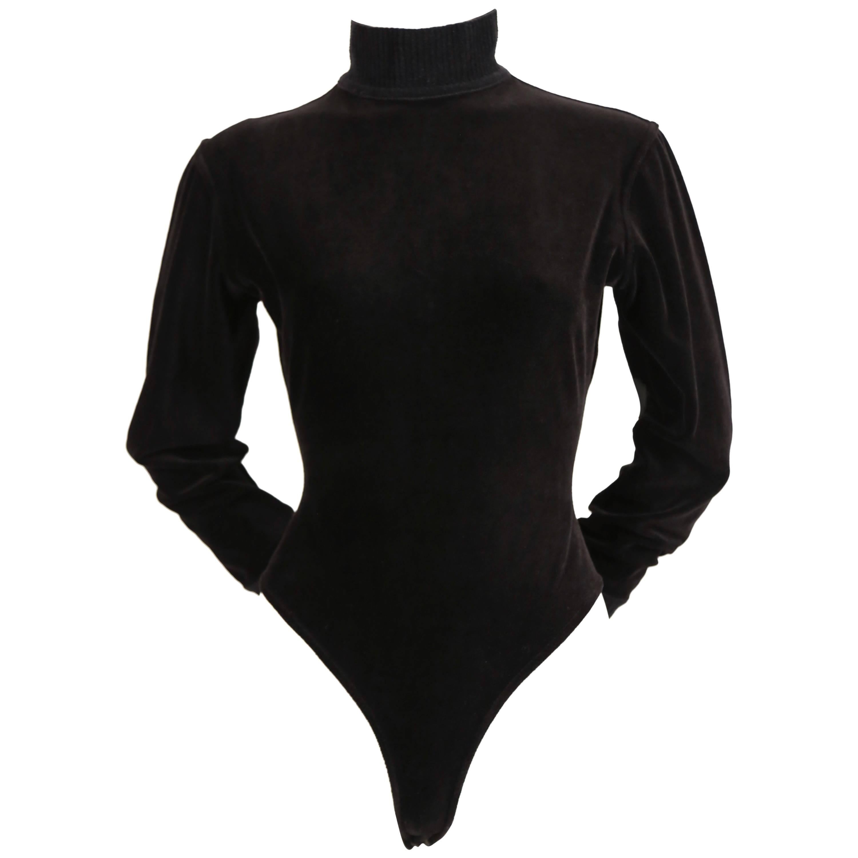 1990's AZZEDINE ALAIA black velvet bodysuit