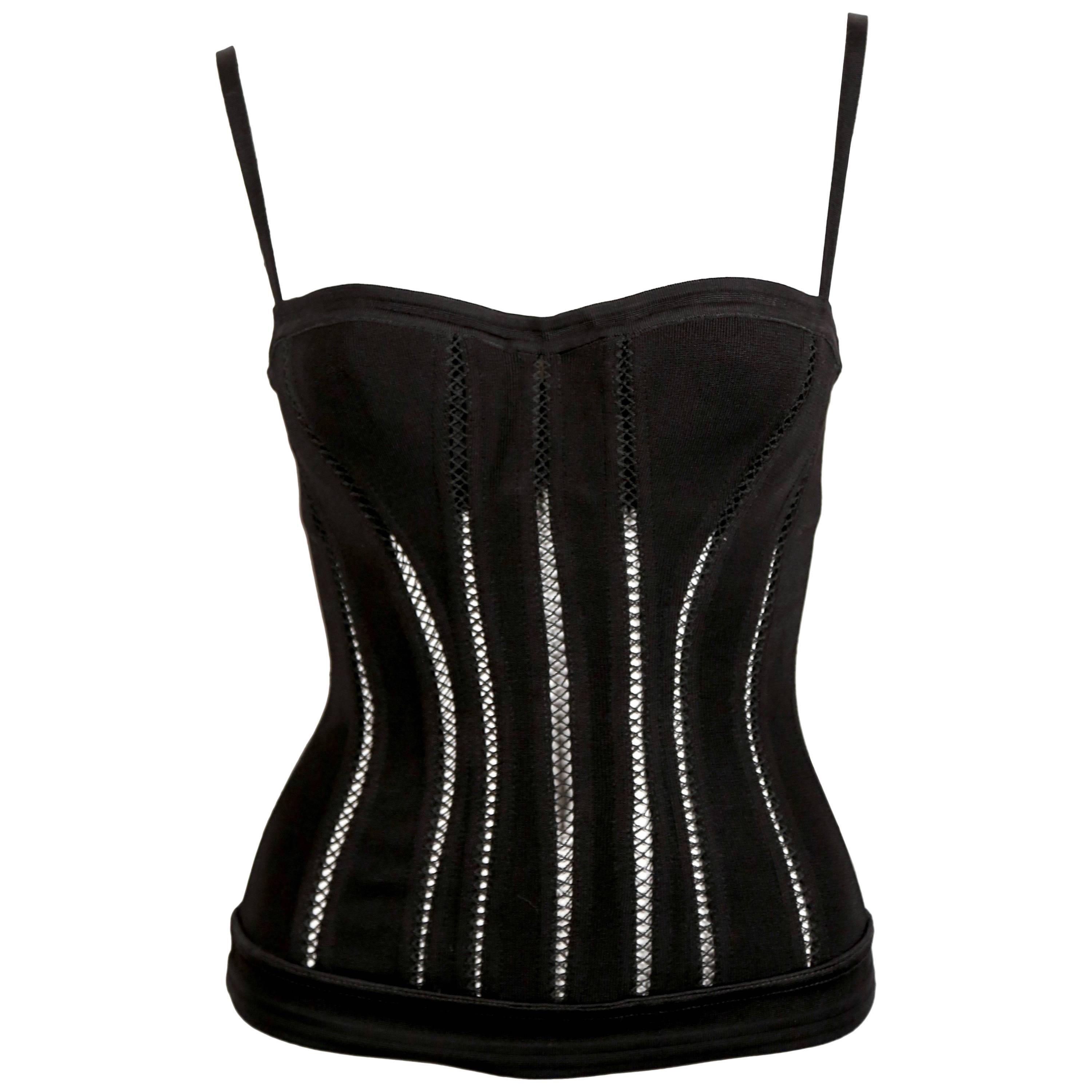 1991 AZZEDINE ALAIA black knit bustier corset top