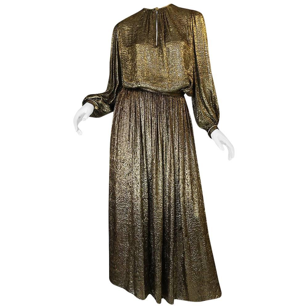 Yves Saint Laurent Documented Gold Metallic Lame Set, 1976-1977 