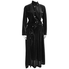 Late 1980s Rei Kawakubo Black Velvet Asymmetrical Dress